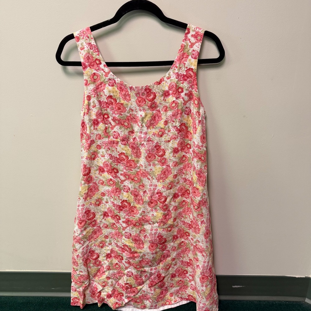 Laura Ashley Vintage Cottagecore Linen Floral Boho Dress Size 10 Coquette Retro